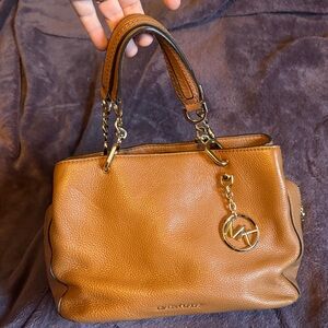 Michael Kors Tan Leather Shoulder Bag with Gold Accents